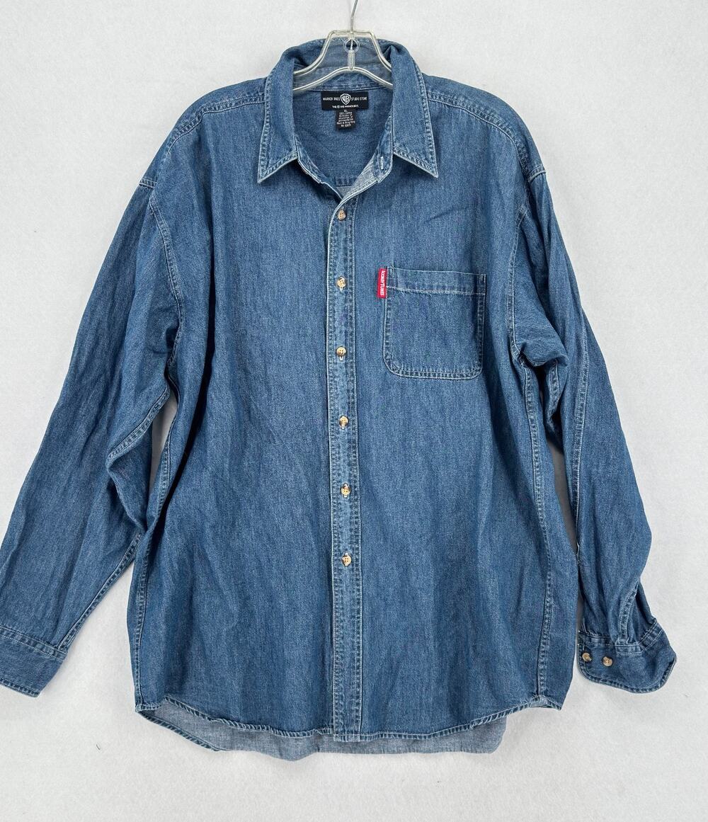 Vintage Warner Bros. Bugs Bunny Denim Long Sleeve Button Up Shirt Sz XL